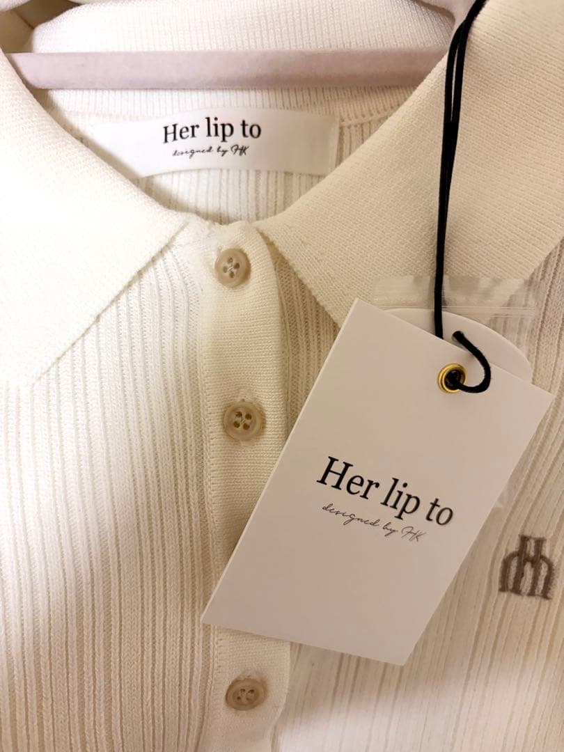 新品 Herlipto Trois Rib Knit Polo Top