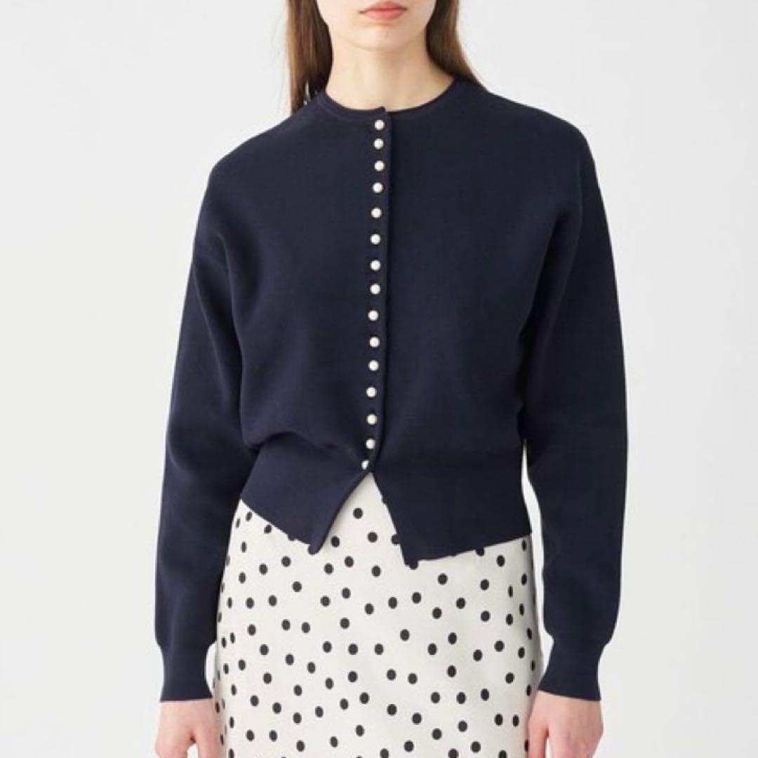美品 ボールジィ 2WAY パールコンビクルーネックカーディガン 24SS 春服