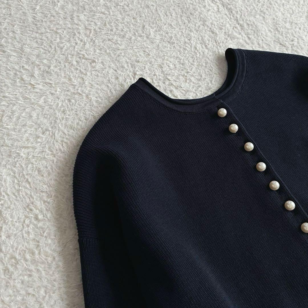 美品 ボールジィ 2WAY パールコンビクルーネックカーディガン 24SS 春服