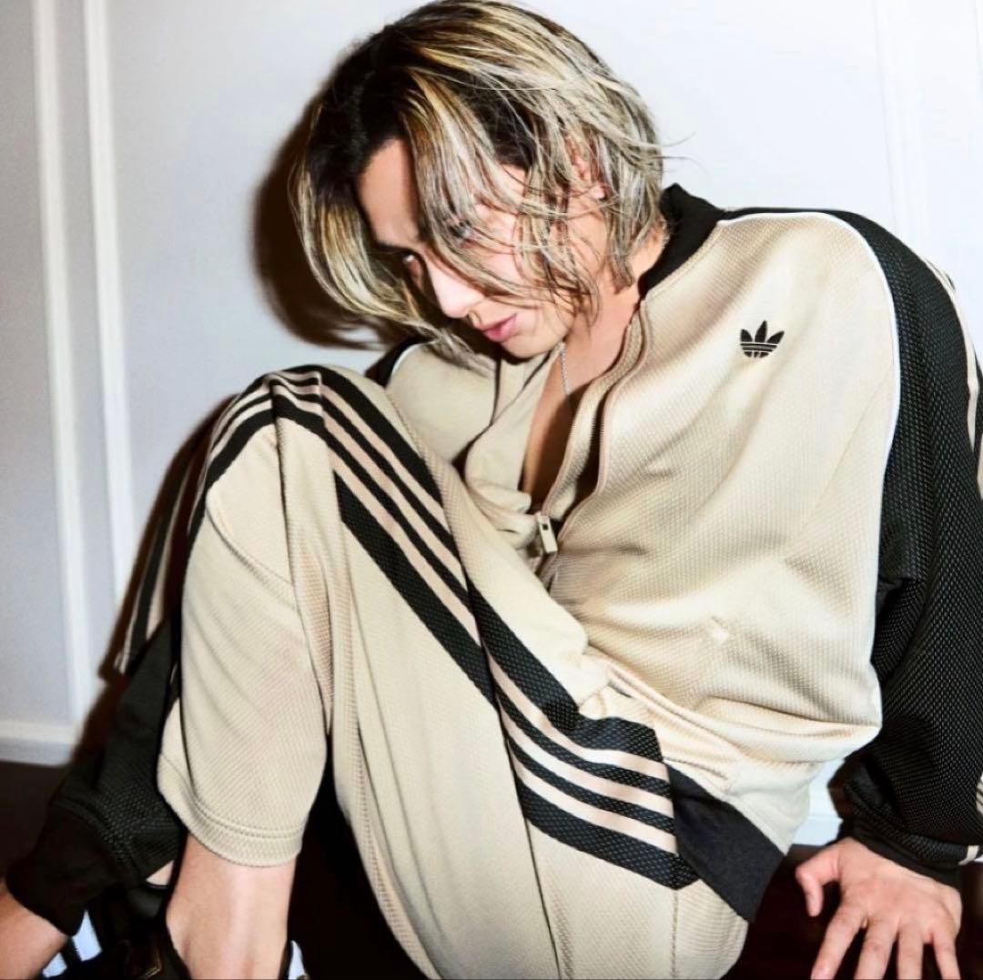 ね*。様 藤井風★adidas ジャージ ルーズ メッシュ トラックパンツ★M