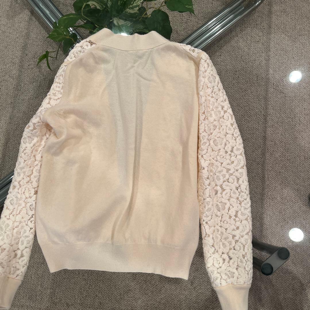Chloe38カシミア　アイボリー レース カーディガン 長袖