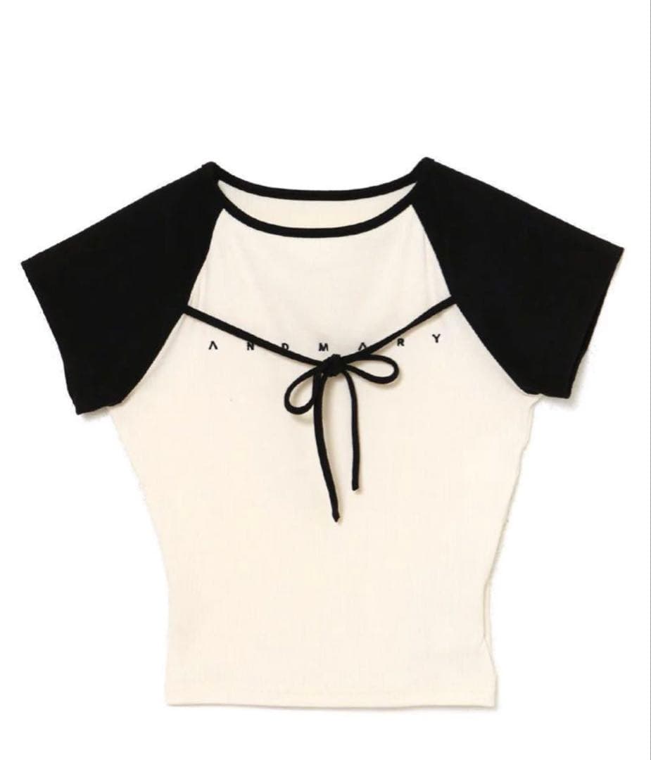 【新品未使用】andmary alma ribbon tops アイボリー