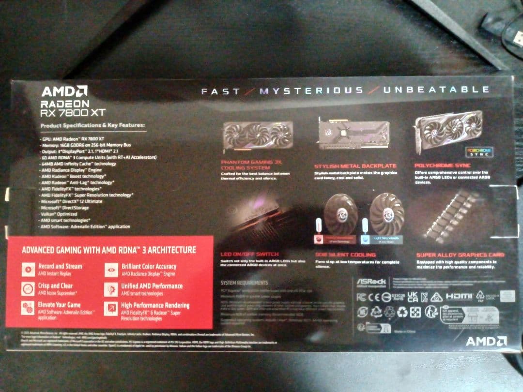 グラフィックボード・グラボ・ビデオカード ASRock PhantomGamingOC RX7800XT 16GB