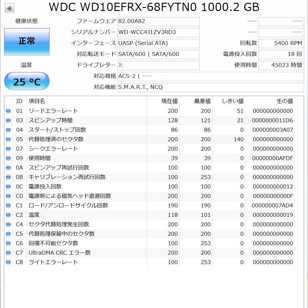 【中古 正常 動作品】3.5インチ SATA HDD 1TB×3個 合計3TB