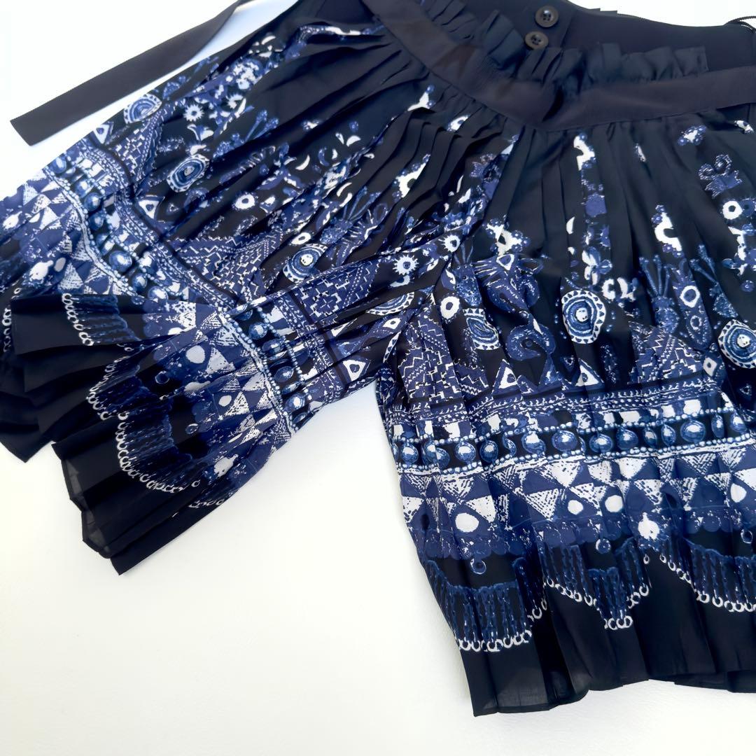 美品✨sacai プリーツ　ドッキング　バンダナ柄スカート キュロットスカート