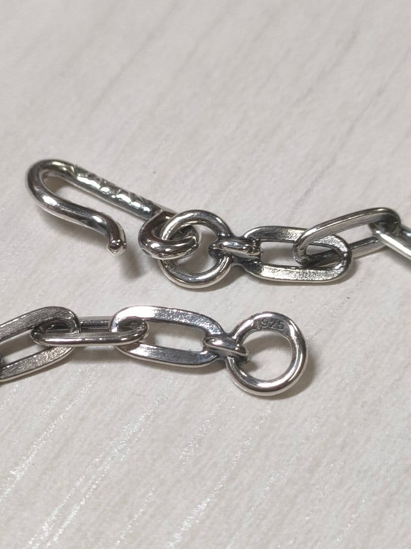 シルバー925製ナバホフラットあずきリンクチェーンネックレス50㌢幅3.4㍉