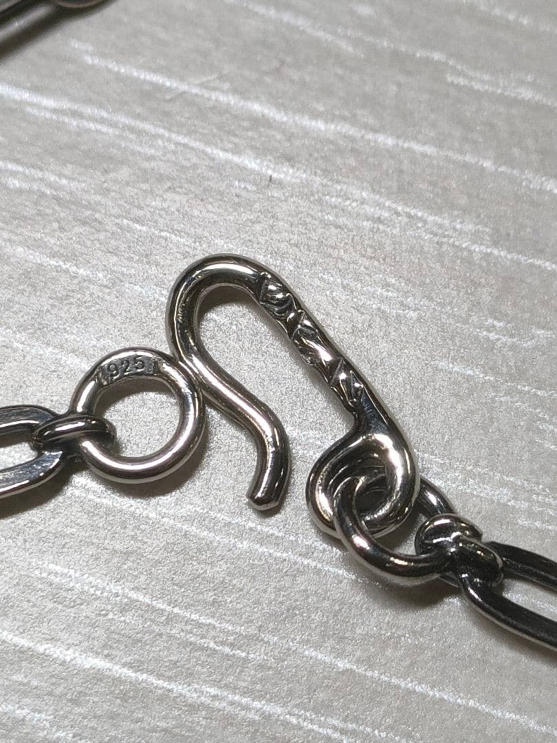シルバー925製ナバホフラットあずきリンクチェーンネックレス50㌢幅3.4㍉