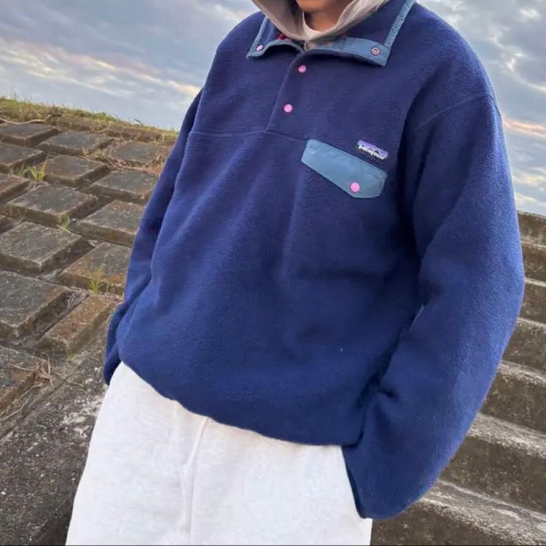 1990s USA製 Patagonia L パタゴニア スナップT シンチラ