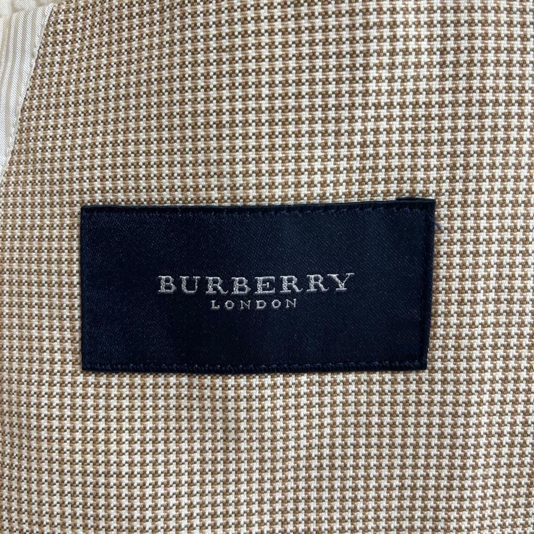 美品 BURBERRY ジャケット ベージュ 千鳥格子 麻 綿 シルク混 LL
