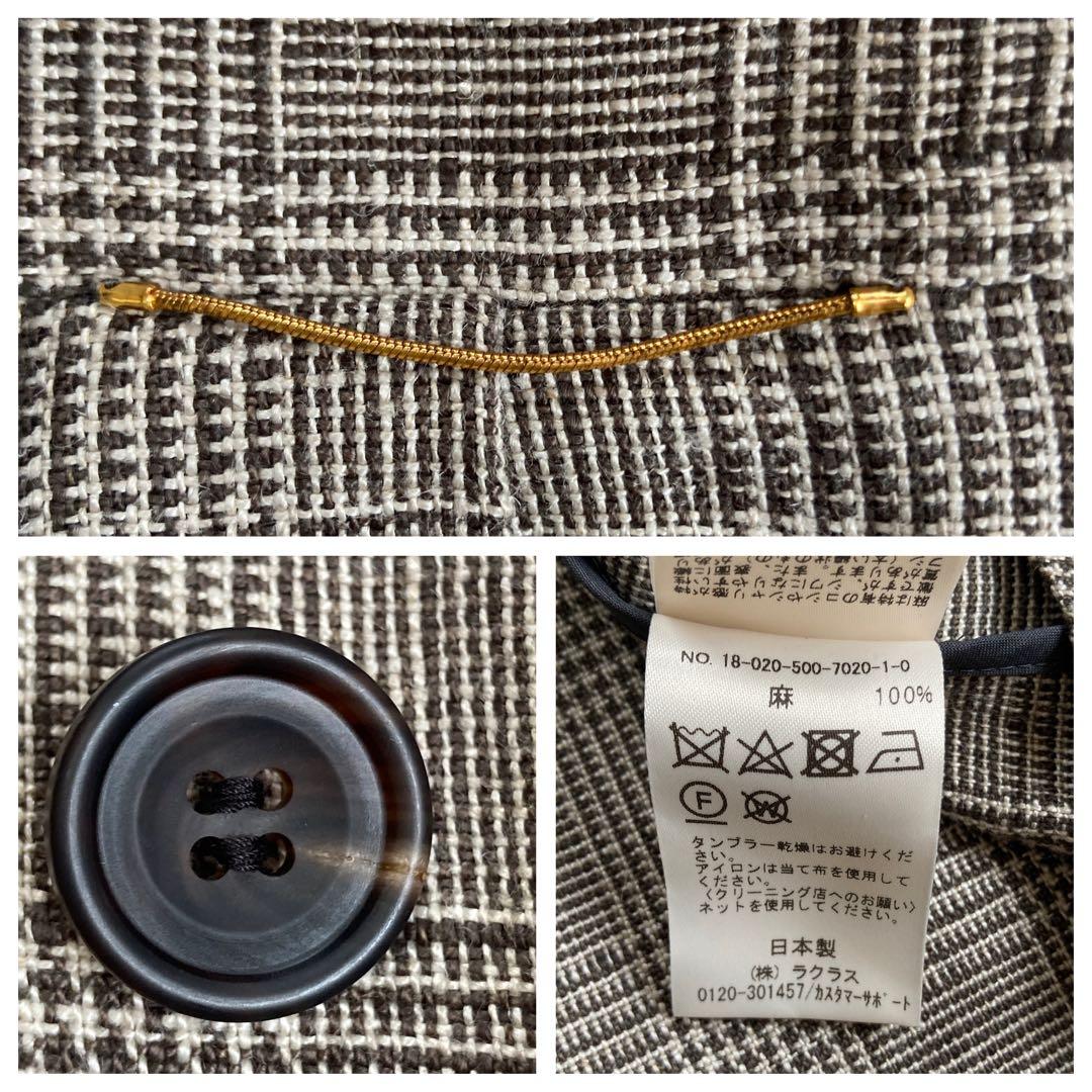 極美品・近年✨ドゥーズィエムクラス　Glen Check coat　リネン100