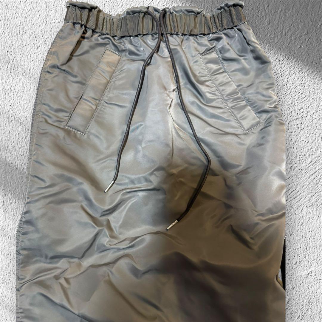 Sacai サカイ サアドプリーツ入りツイルスカート ロングスカート グレー希少