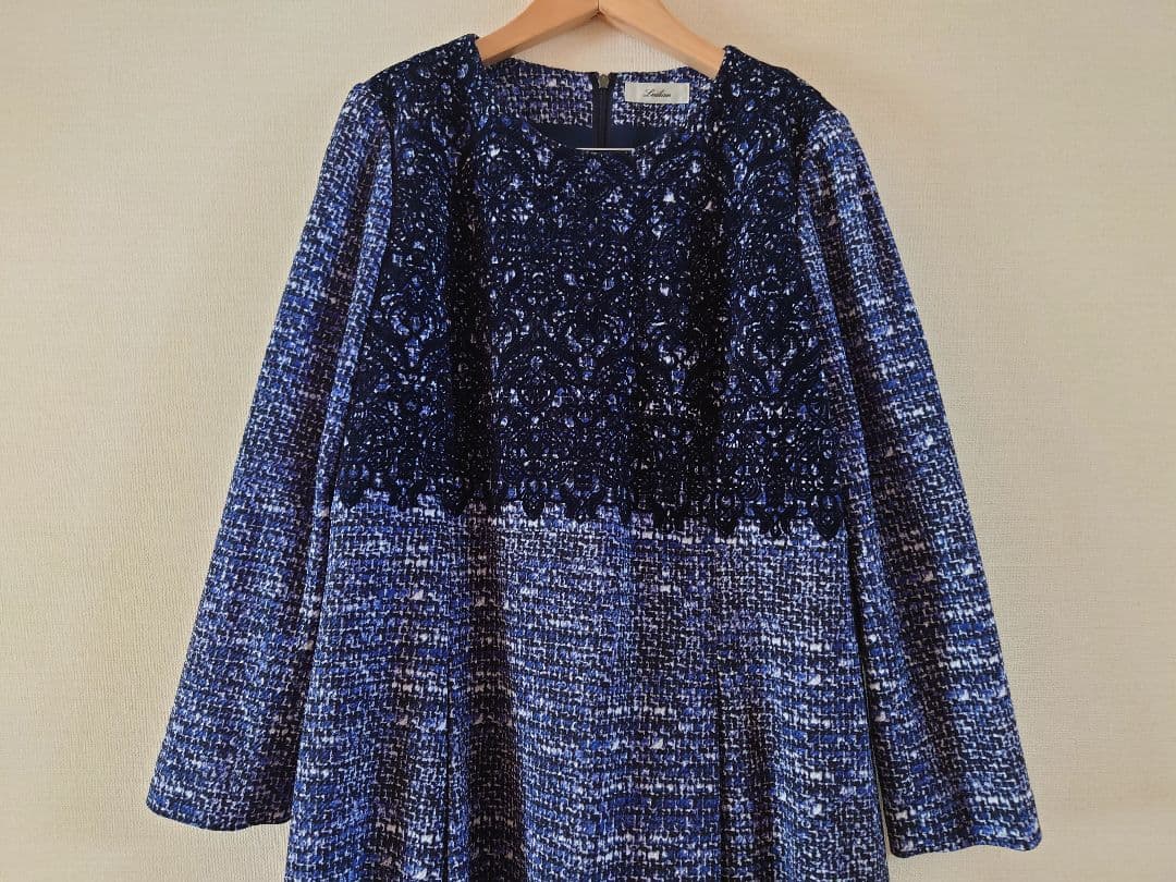 Leilian　レリアン　ワンピース 　ネイビー　ブルー