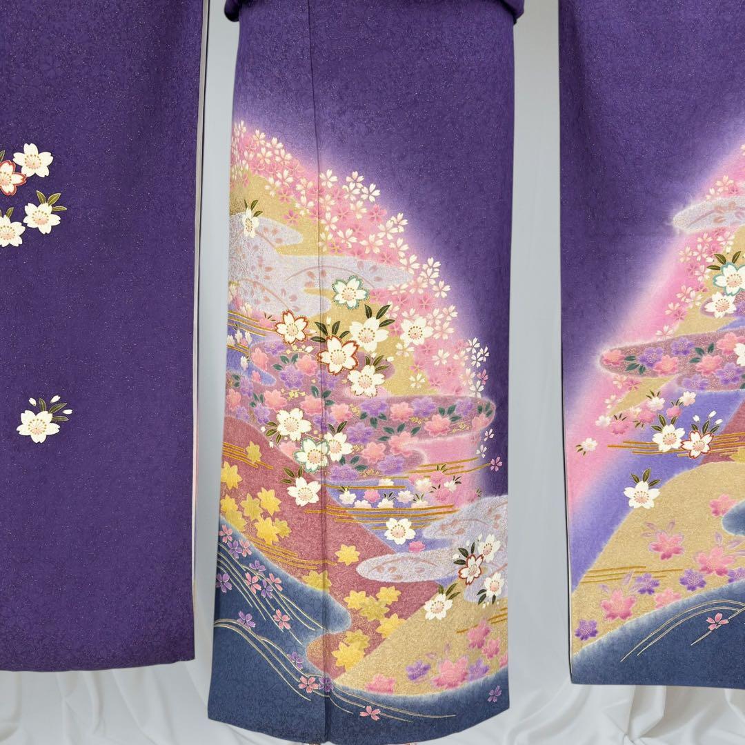 逸品 振袖7点フルセット 京都きもの友禅　桜紋様　成人式　卒業式　結婚式　正絹