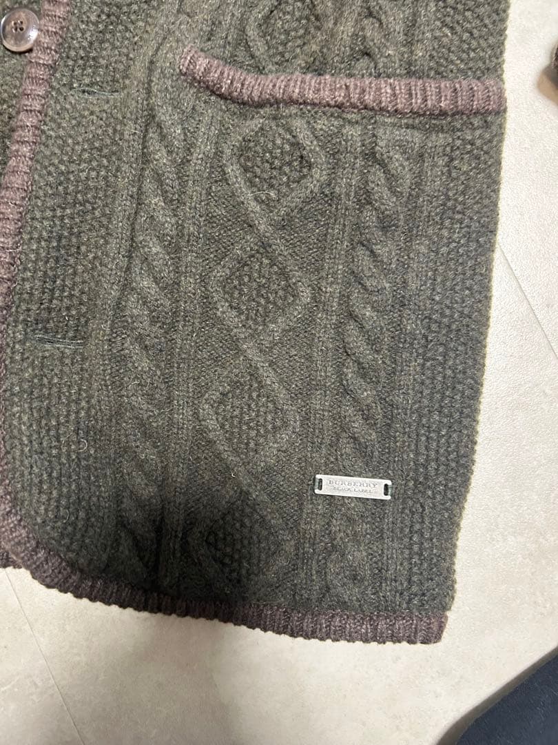 BURBERRY BLACK LABEL ケーブルニットダッフルコート