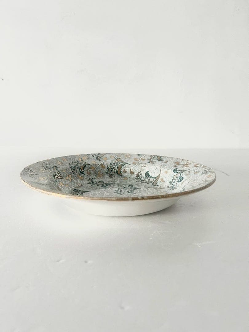 【フランスアンティーク】クレイユモントロー　ミュゲ　金彩　深皿　26cm