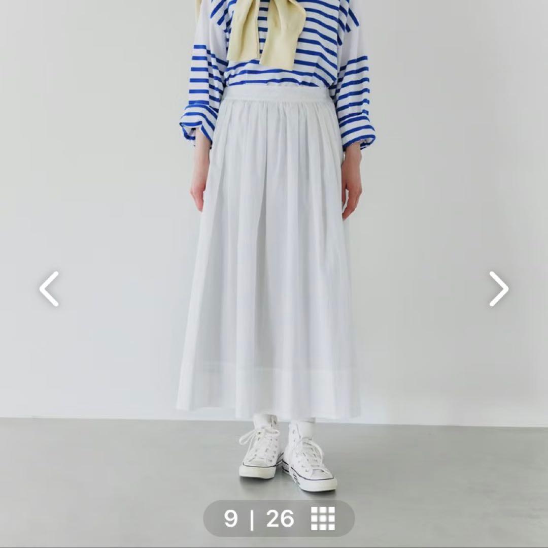 極美品✨北欧、暮らしの道具店、凛とした、大人のための白スカート38