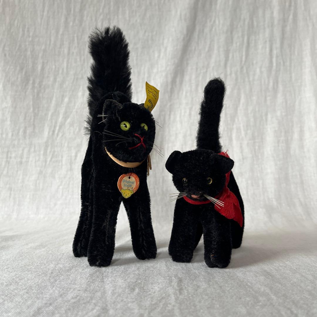 【完品】アンティーク　シュタイフ　トムキャット　黒猫