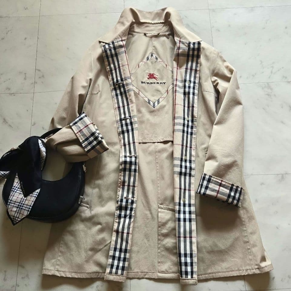 希少★ BURBERRY LONDON ステンカラーコート ノバチェック 刺繍