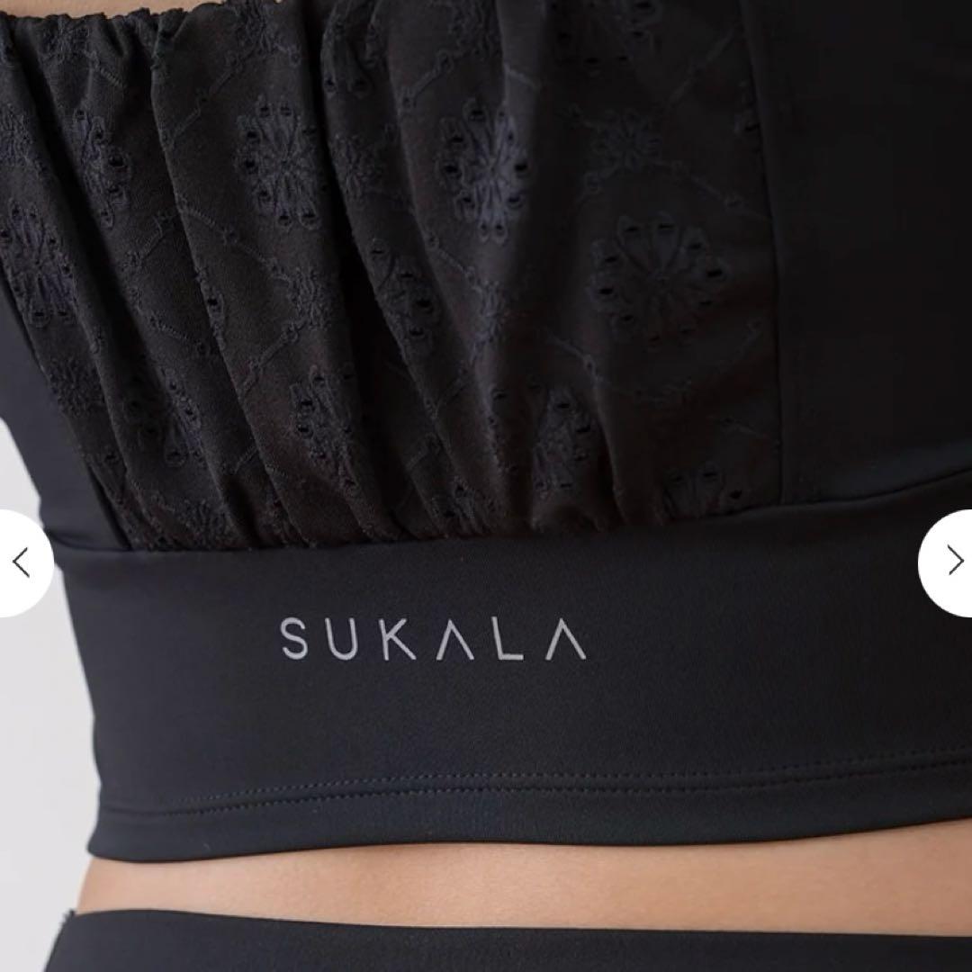 【SUKALA】フラワーレースブラトップ　ブラック　Lサイズ