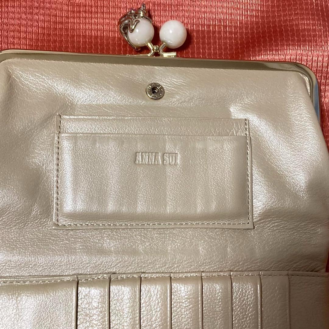 ANNA SUI アナスイ 長財布 がま口 プレイングキャット ゴールド　レザー