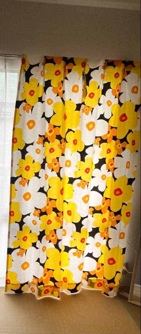 【新品】マリメッコ風カーテン花柄148×201ウニッコmarimekko北欧