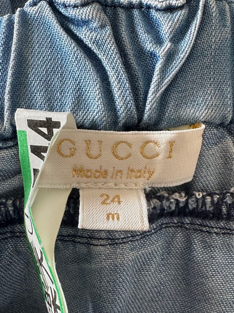 最終値下げgucci kids フリル　ティアード　デニム　ドレス 24m