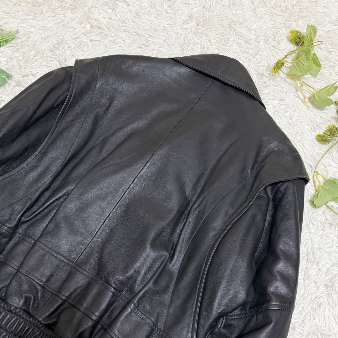 一点物　極美品　レザーボンバージャケット　ダブルブレスト　ペイズリー柄　短丈