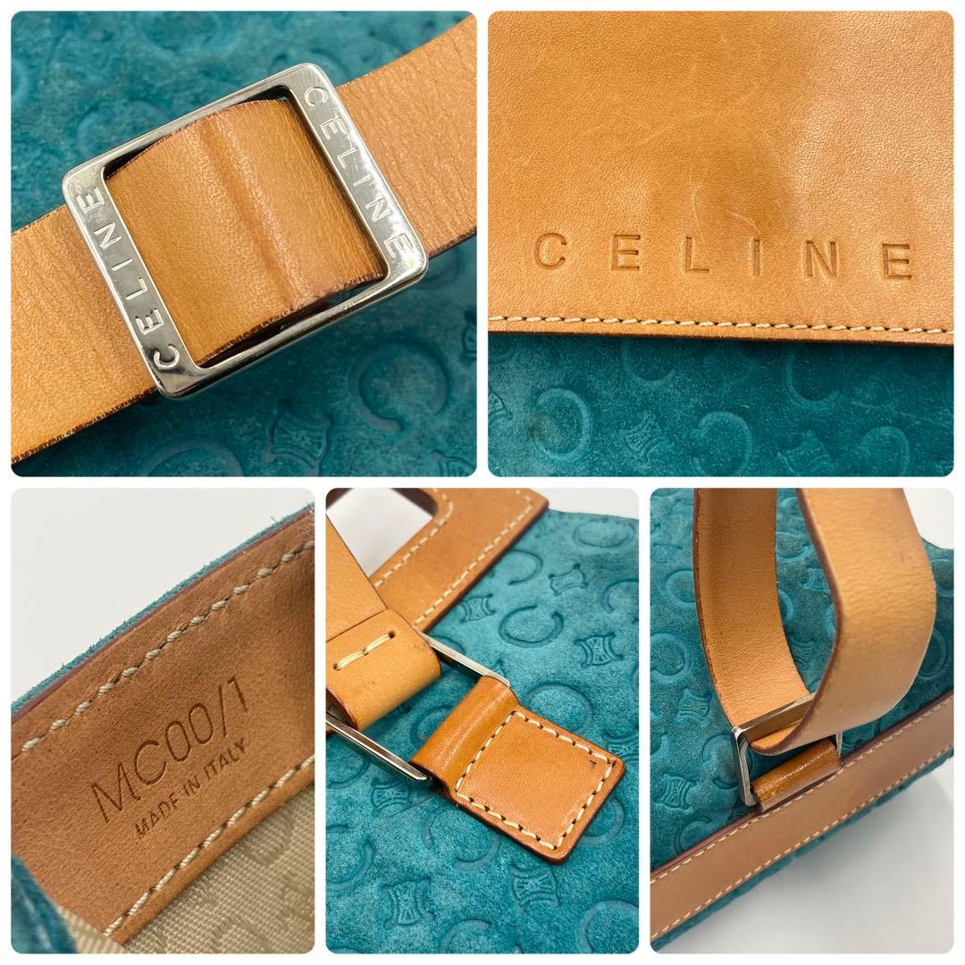 CELINE セリーヌ Cマカダム ボディバッグ ショルダー スエード×レザー