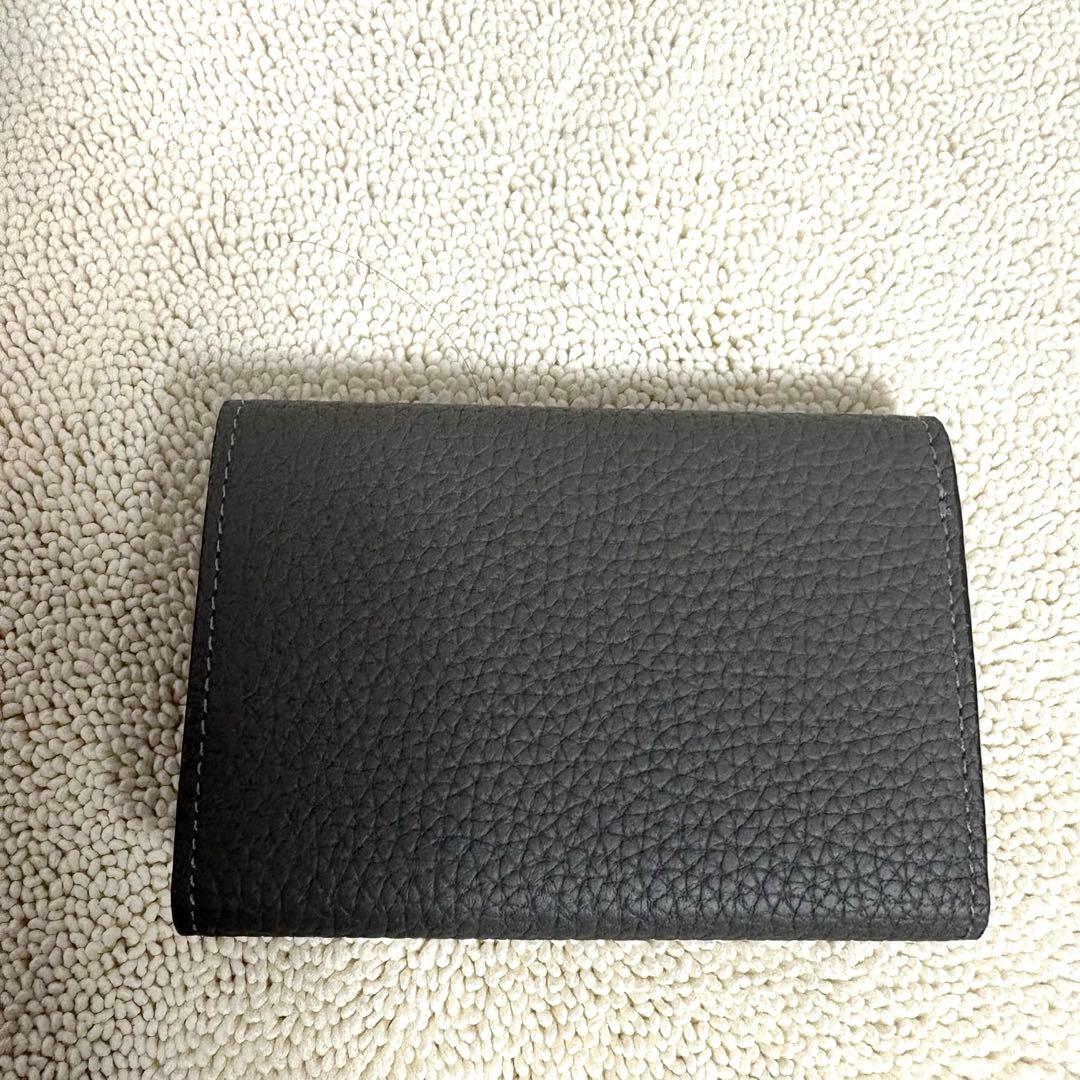 極美品　BONAVENTURA 三つ折財布 グレー　レザー