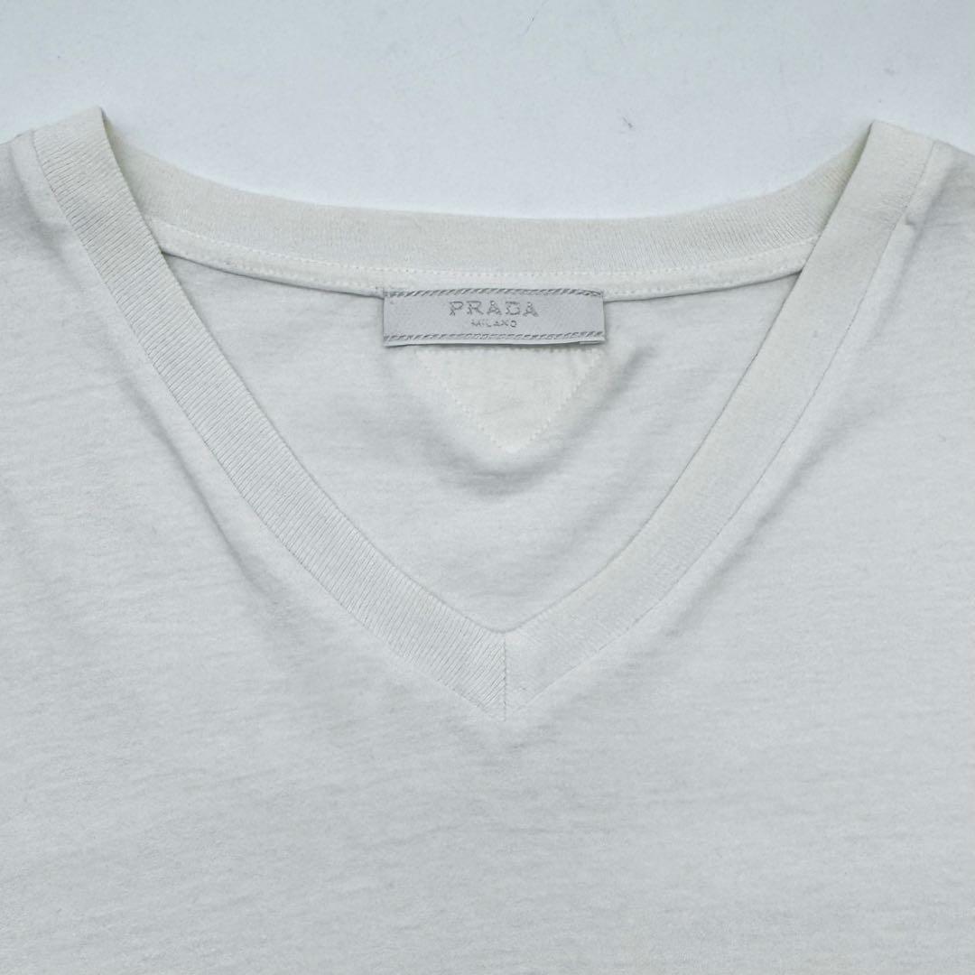PRADA プラダ Vネック 半袖 Tシャツ XL ホワイト メンズ コットン