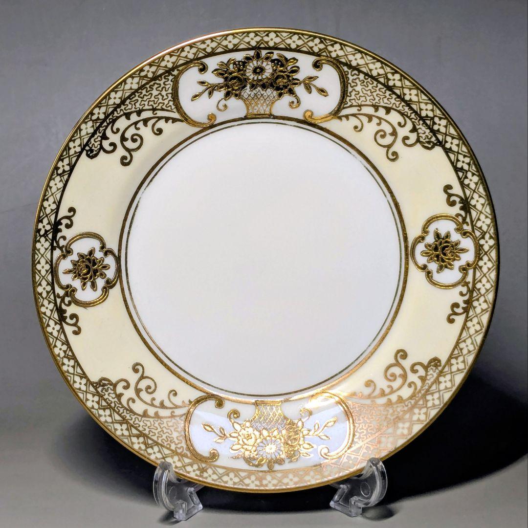 美品✨オールドノリタケ金盛上花籠装飾図紋　キャビネットトリオ マルキ印