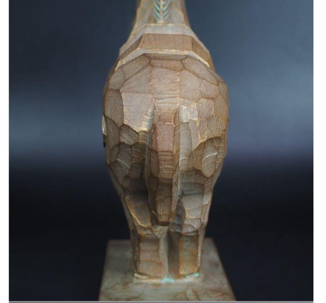 送料無料　彫刻家巨匠　中村博直作　木彫　馬　高さ26ｃｍ　共箱　本物保証
