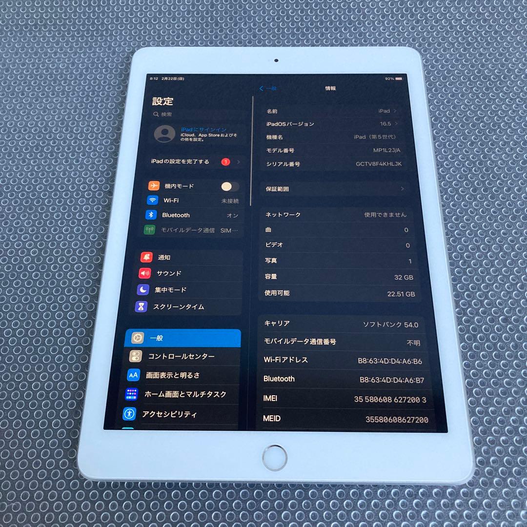 4121【早い者勝ち】比較的美品☆iPad5 第5世代 32GB SIMフリー☆