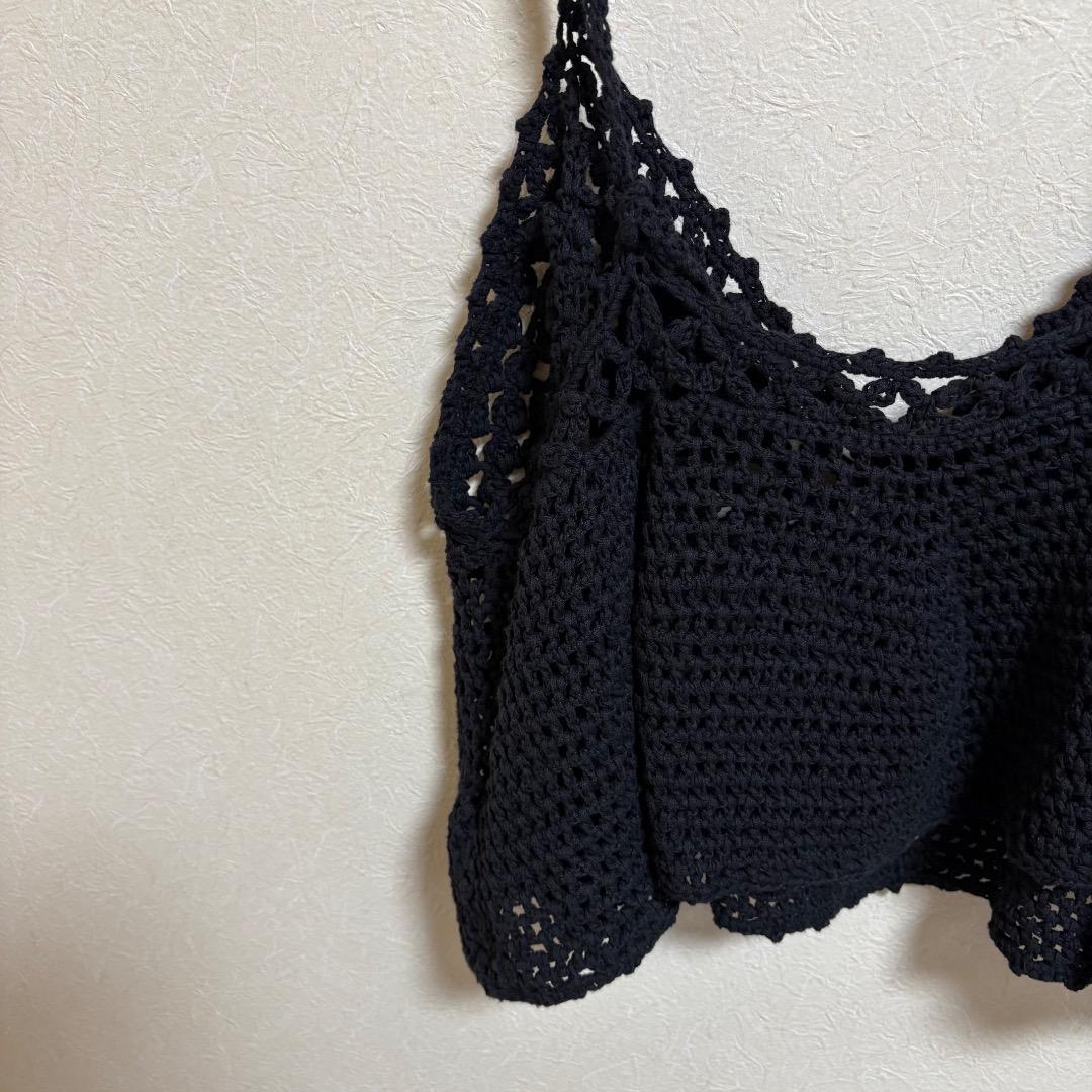 美品 Spick and Span クロシェニットキャミソール ブラック