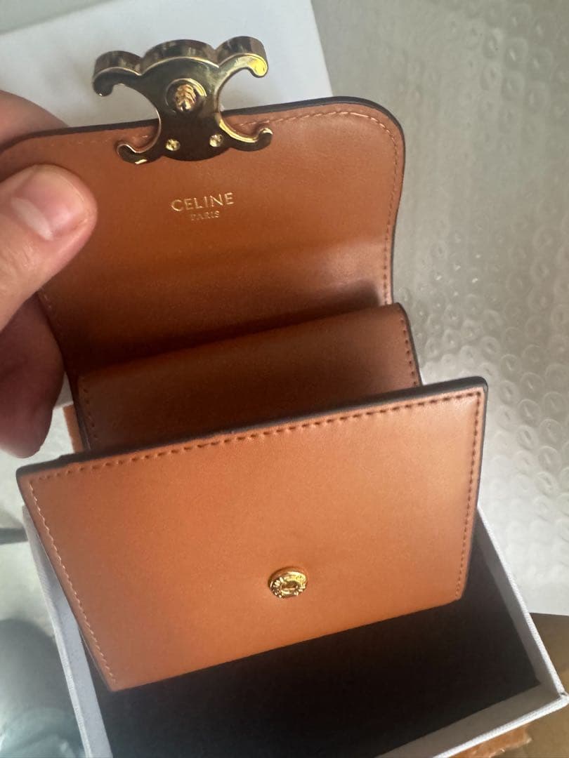 CELINE セリーヌ トリオンフ レザー 三つ折り 財布 ブラウン