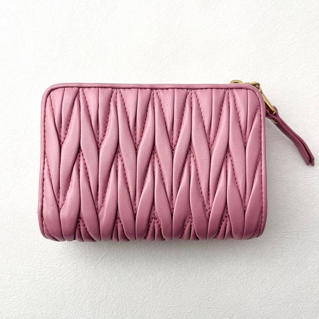 miu miu マテラッセ 三つ折り財布 ミニウォレット ピンク 0202-④