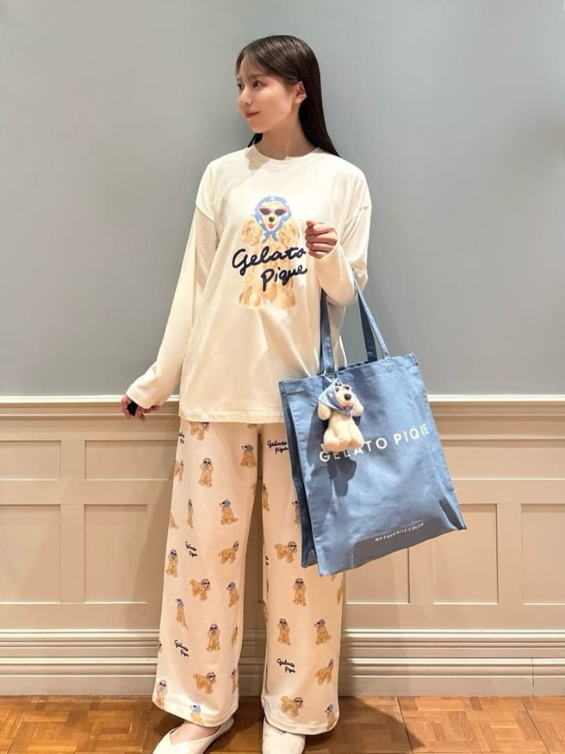 gelato pique (ジェラート ピケ) スカーフDOG柄ロングパンツ