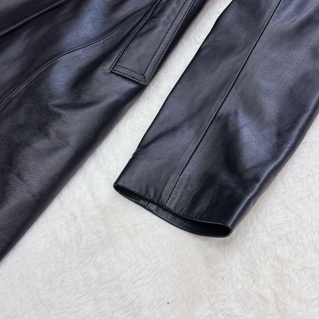 極美品✨ITALY MODE レザー ロングコート 黒　ベルト付き　本革