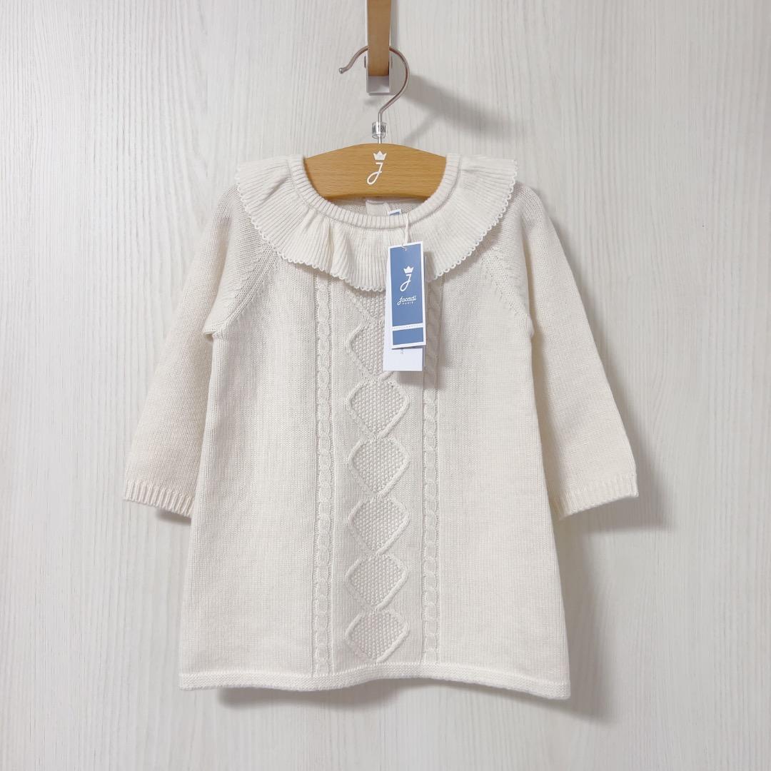 【新品】jacadi ウール　フリル襟ニットワンピース 36M