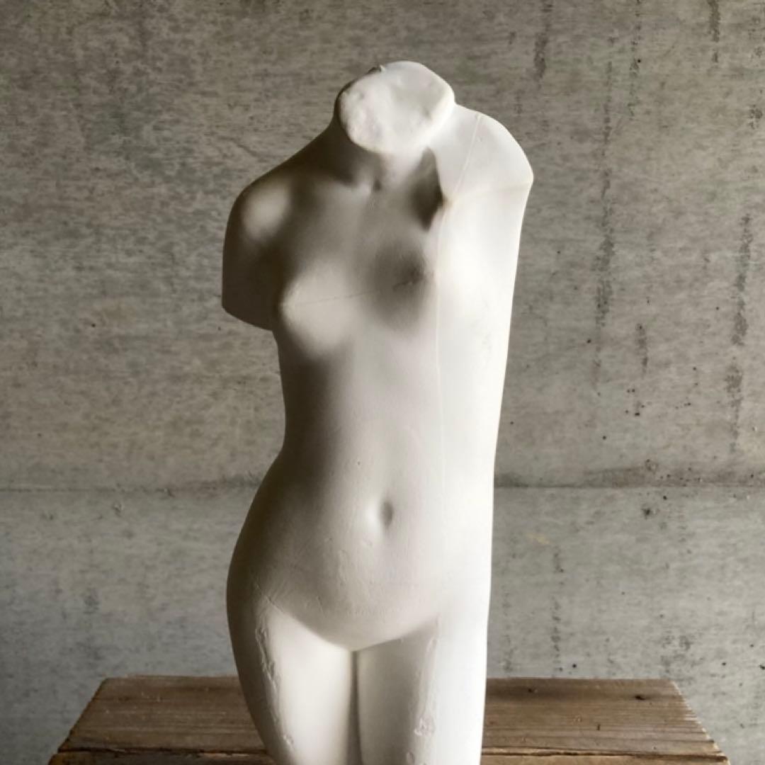 石膏 像 トルソー 女性 裸体 デッサン 白 置物 オブジェ 美術 芸術 レトロ