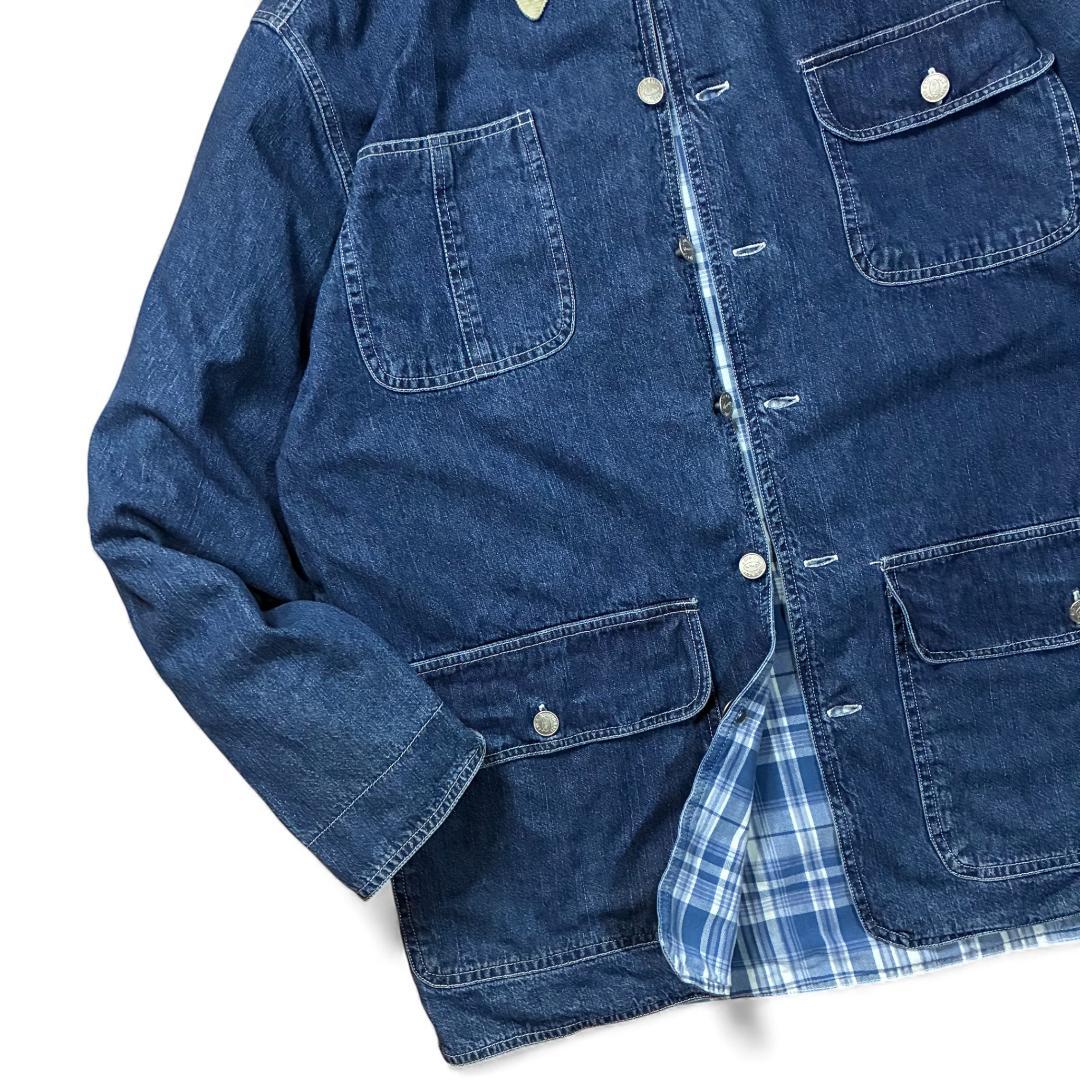 vintage OLD NAVY デニム カバーオール コーデュロイ襟 チェック