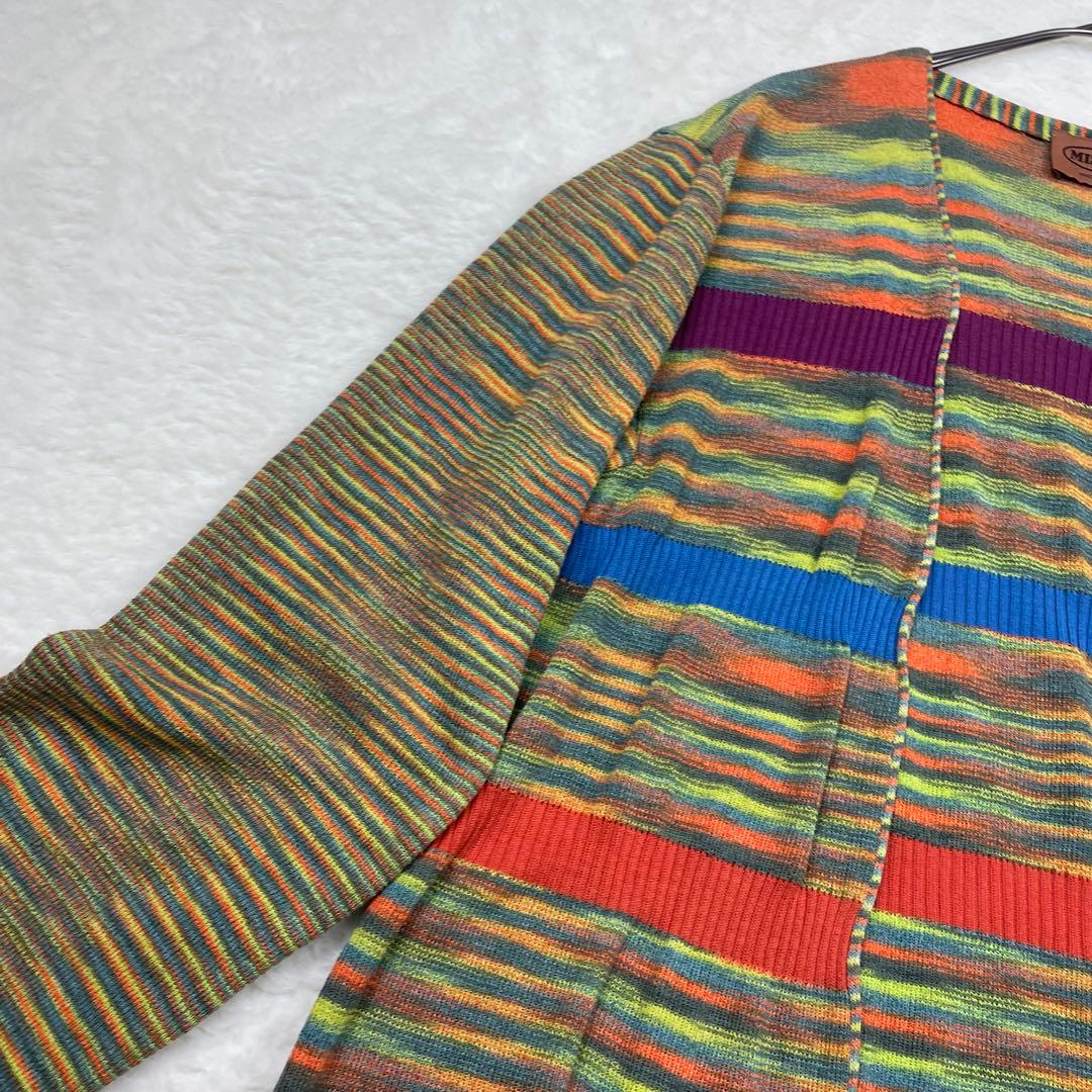 MISSONI オレンジタグ　マルチカラーストライプカーディガン　薄手　春