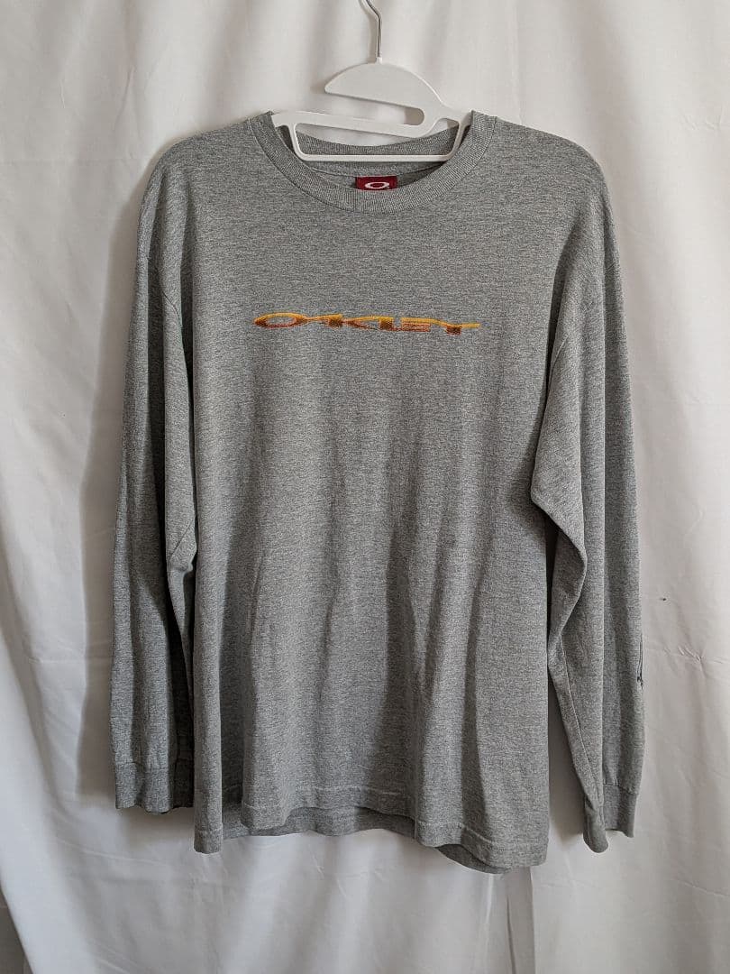 90s vintage オークリー 赤タグ 立体ロゴプ リント ロンT霜降り