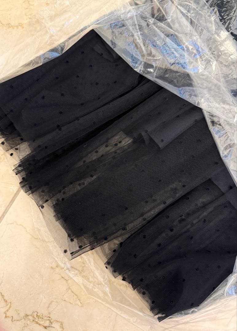 sheller シェリエ クラシカルドットチュールスカート Black M