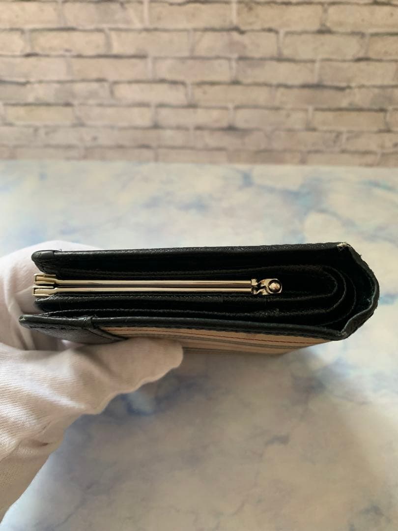 【中古】BURBERRY バーバリー　ノバチェック2つ折り財布 ガマ口