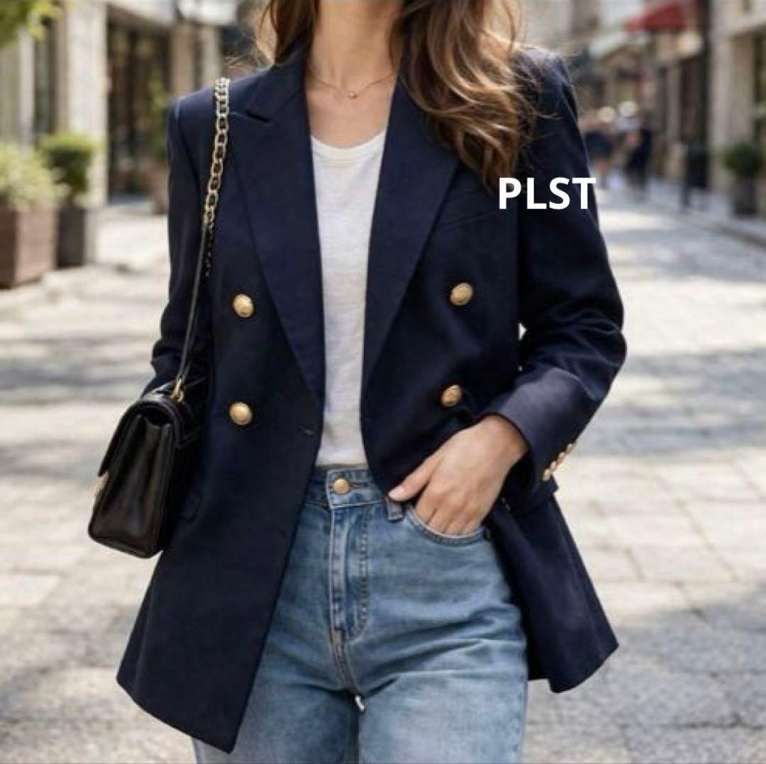 kyoko様 美品 PLST✨ダブルブレストジャケット 紺ブレ 金ボタン S