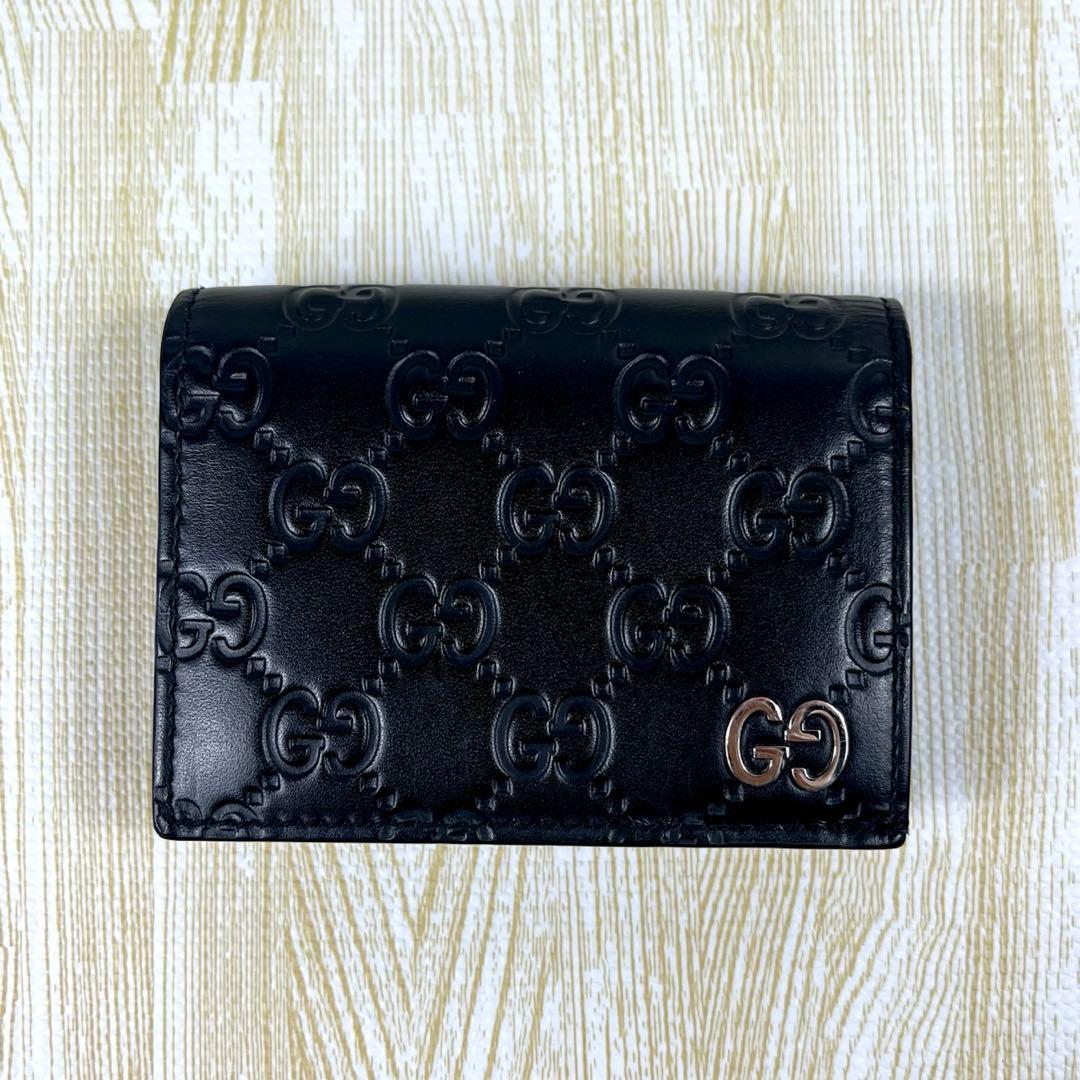 美品 付属品完備 Gucci グッチ 2つ折り財布 GG シマ ドリアン 黒