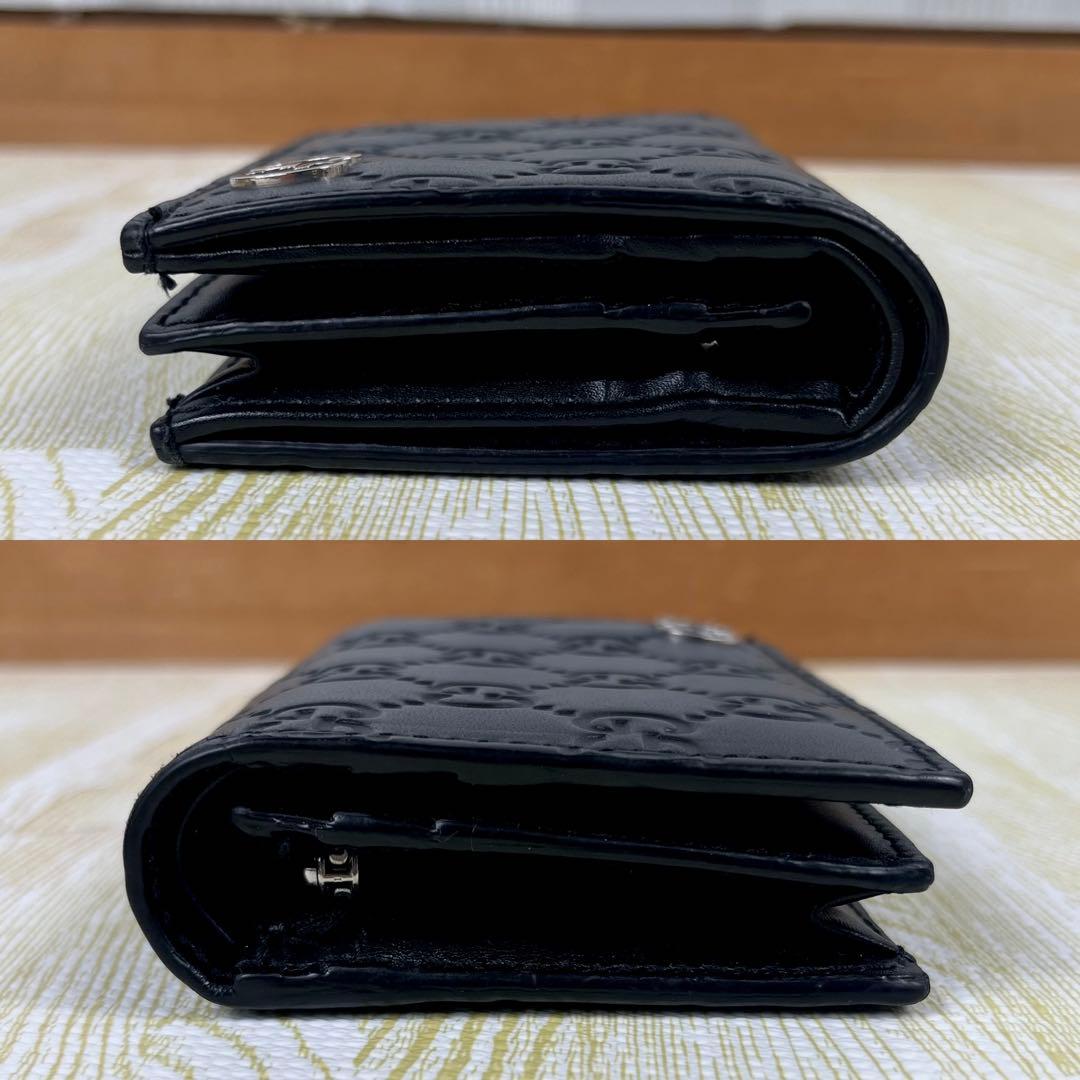 美品 付属品完備 Gucci グッチ 2つ折り財布 GG シマ ドリアン 黒