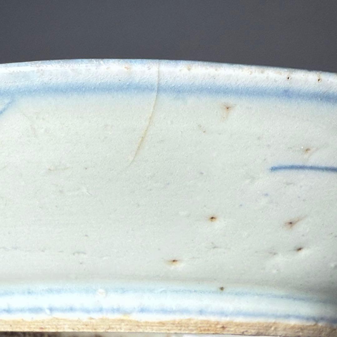 清代中期　青花勾連　染付魚文皿　中国美術　時代物 骨董品　古染付　時代あり