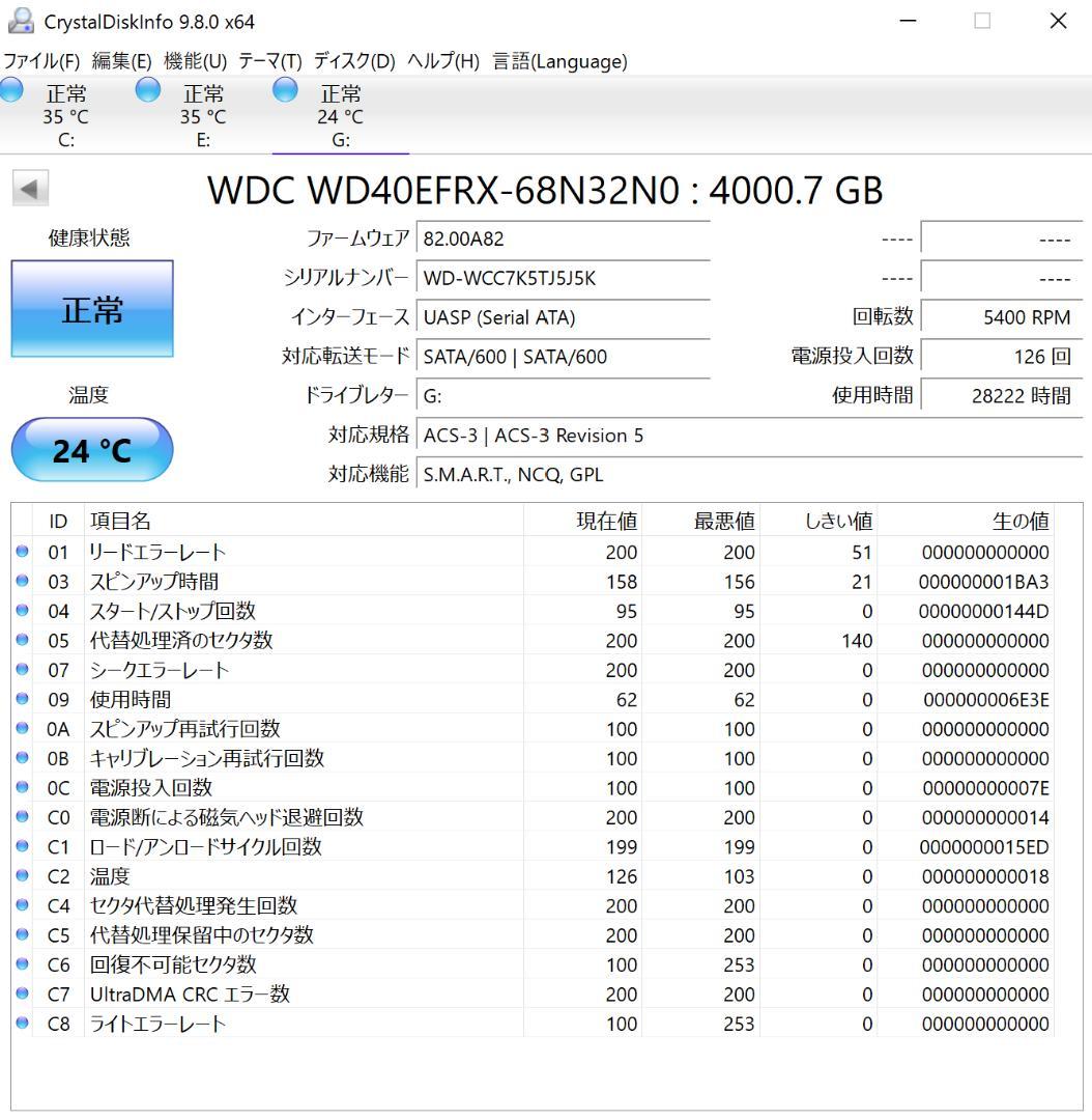 内蔵型ハードディスクドライブ Western Digital WD Red 4TB NAS HDD